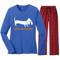 Dachshund Happy Halloweiner Funny Halloween Dogs Lover Funny Gift Funny Gift Women's Long Sleeve Flannel Pajama Set 