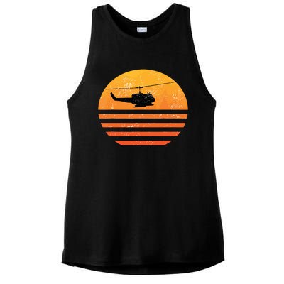 Distressed Huey Helicopter Uh1 Vietnam War Veteran Ladies PosiCharge Tri-Blend Wicking Tank