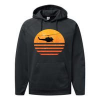 Distressed Huey Helicopter Uh1 Vietnam War Veteran Performance Fleece Hoodie