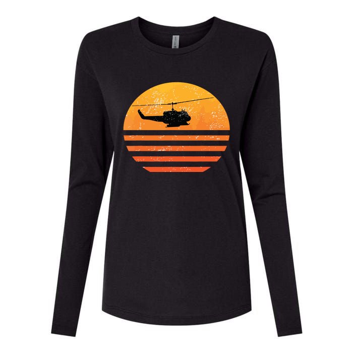 Distressed Huey Helicopter Uh1 Vietnam War Veteran Womens Cotton Relaxed Long Sleeve T-Shirt