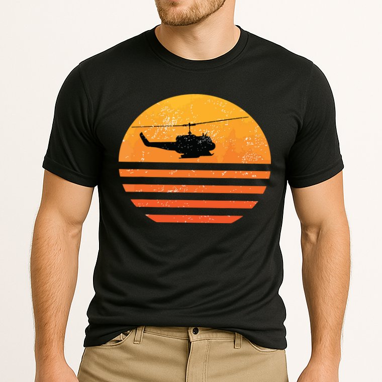 Distressed Huey Helicopter Uh1 Vietnam War Veteran Cooling Performance Crew T-Shirt