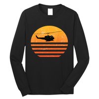 Distressed Huey Helicopter Uh1 Vietnam War Veteran Long Sleeve Shirt