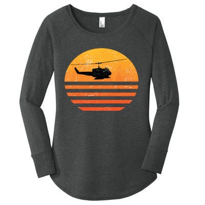 Distressed Huey Helicopter Uh1 Vietnam War Veteran Women's Perfect Tri Tunic Long Sleeve Shirt