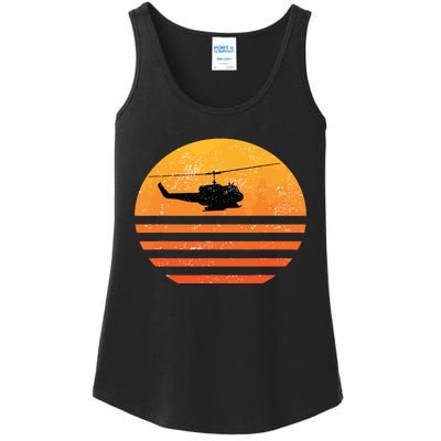 Distressed Huey Helicopter Uh1 Vietnam War Veteran Ladies Essential Tank