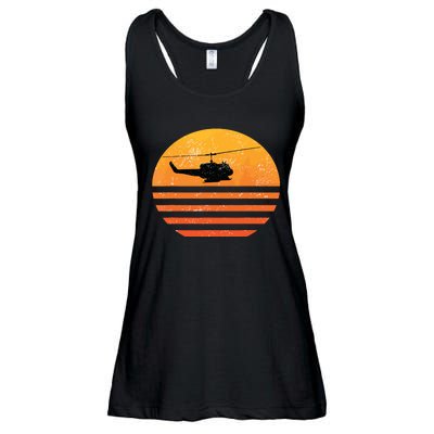 Distressed Huey Helicopter Uh1 Vietnam War Veteran Ladies Essential Flowy Tank