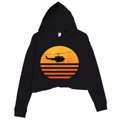 Distressed Huey Helicopter Uh1 Vietnam War Veteran Crop Fleece Hoodie