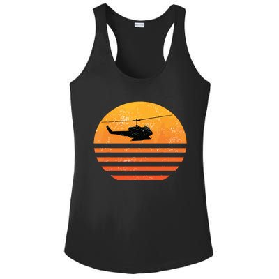 Distressed Huey Helicopter Uh1 Vietnam War Veteran Ladies PosiCharge Competitor Racerback Tank