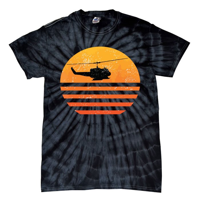 Distressed Huey Helicopter Uh1 Vietnam War Veteran Tie-Dye T-Shirt