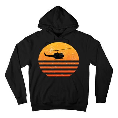 Distressed Huey Helicopter Uh1 Vietnam War Veteran Tall Hoodie