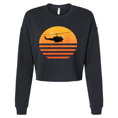 Distressed Huey Helicopter Uh1 Vietnam War Veteran Cropped Pullover Crew