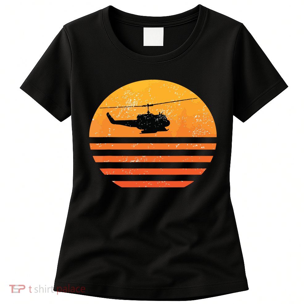 Distressed Huey Helicopter Uh1 Vietnam War Veteran Women's T-Shirt