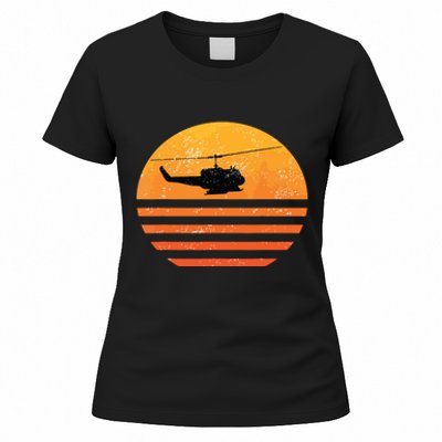 Distressed Huey Helicopter Uh1 Vietnam War Veteran Women's T-Shirt