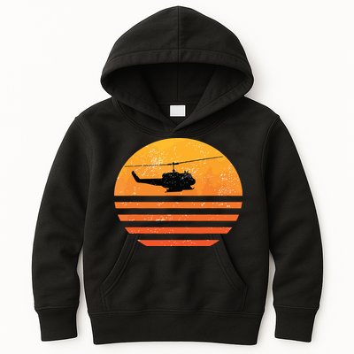 Distressed Huey Helicopter Uh1 Vietnam War Veteran Kids Hoodie