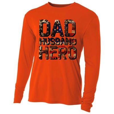 Dad Husband Hero Usa Flag Proud Dad Gift Cooling Performance Long Sleeve Crew