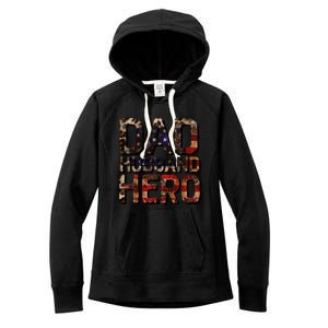 Dad Husband Hero Usa Flag Proud Dad Gift Women's Fleece Hoodie