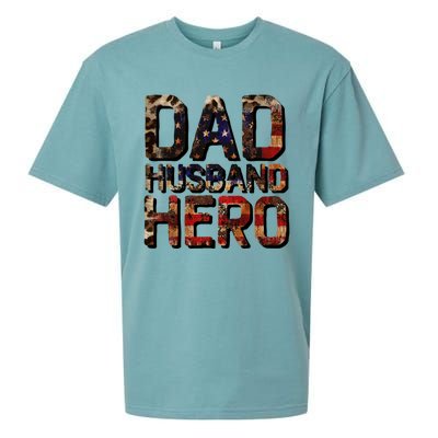 Dad Husband Hero Usa Flag Proud Dad Gift Sueded Cloud Jersey T-Shirt