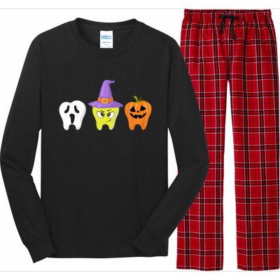 Dental Hygienist Halloween Pumpkin Ghost Witch Tooth Doctor Funny Gift Long Sleeve Pajama Set