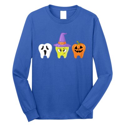 Dental Hygienist Halloween Pumpkin Ghost Witch Tooth Doctor Funny Gift Long Sleeve Shirt