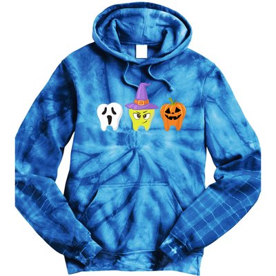 Dental Hygienist Halloween Pumpkin Ghost Witch Tooth Doctor Funny Gift Tie Dye Hoodie