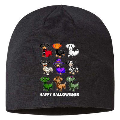 Dachshund Happy Halloweiner Funny Halloween Dogs Lover Sustainable Beanie