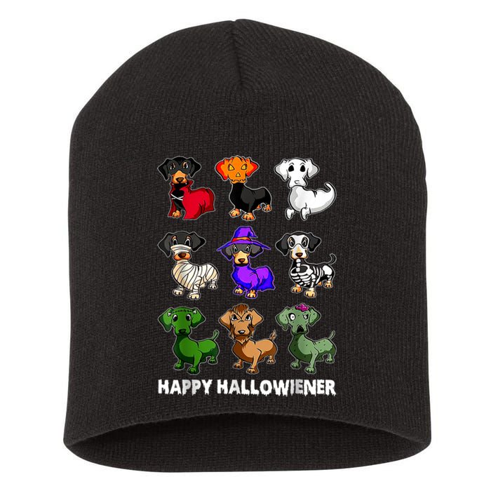 Dachshund Happy Halloweiner Funny Halloween Dogs Lover Short Acrylic Beanie