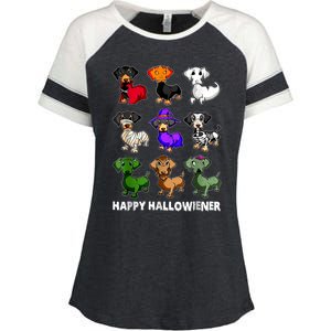 Dachshund Happy Halloweiner Funny Halloween Dogs Lover Enza Ladies Jersey Colorblock Tee