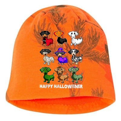 Dachshund Happy Halloweiner Funny Halloween Dogs Lover Kati - Camo Knit Beanie