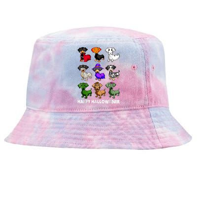 Dachshund Happy Halloweiner Funny Halloween Dogs Lover Tie-Dyed Bucket Hat