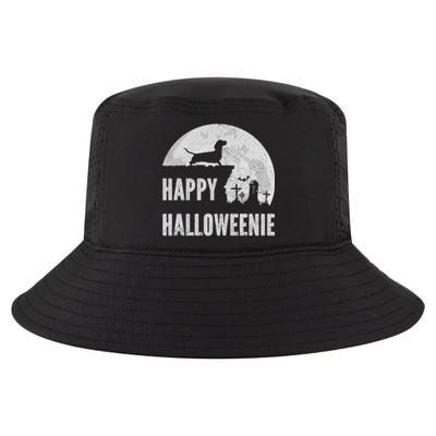 Dachshund Happy Halloweenie Costume Wiener Dog In The Moon Cool Comfort Performance Bucket Hat