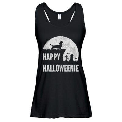 Dachshund Happy Halloweenie Costume Wiener Dog In The Moon Ladies Essential Flowy Tank