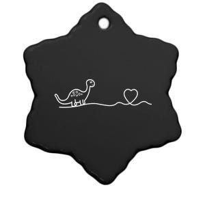 Dinosaur Hearts Heartbeat Cute Gift Line Art Heartlines Dino Heart Gift Ceramic Star Ornament