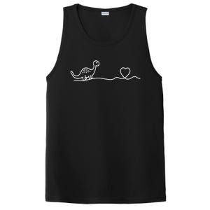 Dinosaur Hearts Heartbeat Cute Gift Line Art Heartlines Dino Heart Gift PosiCharge Competitor Tank