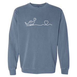 Dinosaur Hearts Heartbeat Cute Gift Line Art Heartlines Dino Heart Gift Garment-Dyed Sweatshirt