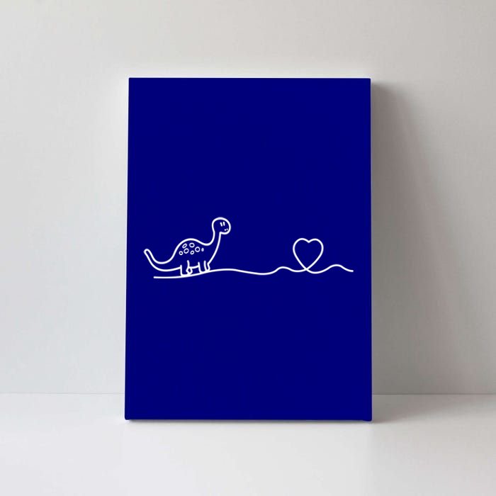 Dinosaur Hearts Heartbeat Cute Gift Line Art Heartlines Dino Heart Gift Canvas