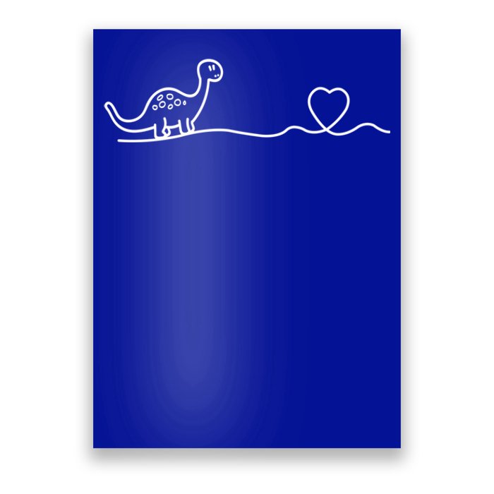 Dinosaur Hearts Heartbeat Cute Gift Line Art Heartlines Dino Heart Gift Poster