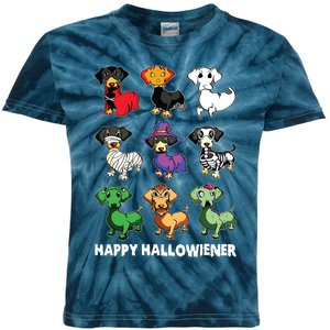 Dachshund Happy Halloweiner Funny Halloween Dogs Lover Kids Tie-Dye T-Shirt