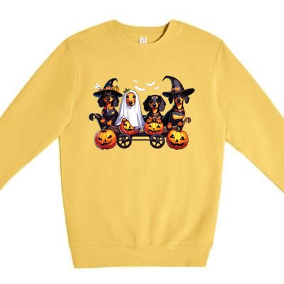 Dachshund Happy Halloweiner Funny Halloween Dogs Lover Premium Crewneck Sweatshirt