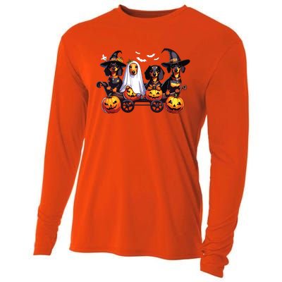 Dachshund Happy Halloweiner Funny Halloween Dogs Lover Cooling Performance Long Sleeve Crew