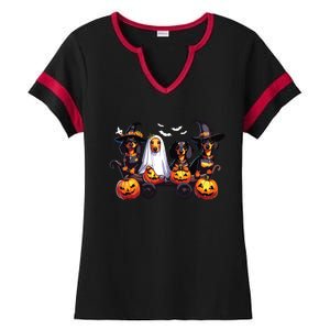 Dachshund Happy Halloweiner Funny Halloween Dogs Lover Ladies Halftime Notch Neck Tee