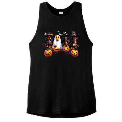 Dachshund Happy Halloweiner Funny Halloween Dogs Lover Ladies PosiCharge Tri-Blend Wicking Tank