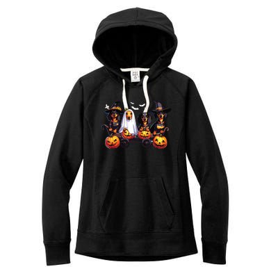 Dachshund Happy Halloweiner Funny Halloween Dogs Lover Women's Fleece Hoodie