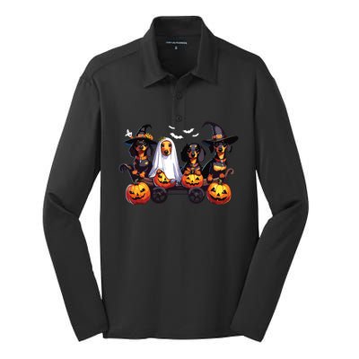 Dachshund Happy Halloweiner Funny Halloween Dogs Lover Silk Touch Performance Long Sleeve Polo