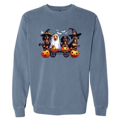 Dachshund Happy Halloweiner Funny Halloween Dogs Lover Garment-Dyed Sweatshirt