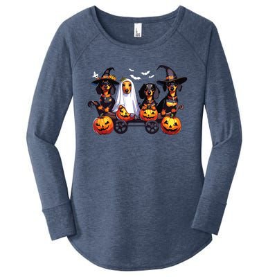 Dachshund Happy Halloweiner Funny Halloween Dogs Lover Women's Perfect Tri Tunic Long Sleeve Shirt