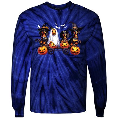 Dachshund Happy Halloweiner Funny Halloween Dogs Lover Tie-Dye Long Sleeve Shirt