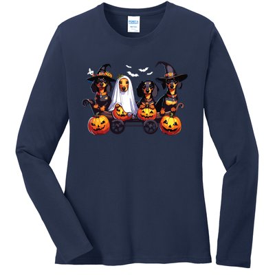 Dachshund Happy Halloweiner Funny Halloween Dogs Lover Ladies Long Sleeve Shirt