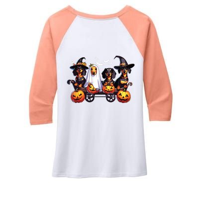 Dachshund Happy Halloweiner Funny Halloween Dogs Lover Women's Tri-Blend 3/4-Sleeve Raglan Shirt