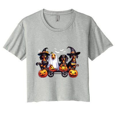 Dachshund Happy Halloweiner Funny Halloween Dogs Lover Women's Crop Top Tee