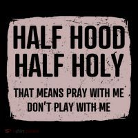 Distressed Half Hood Half Holy That Mean Pray With DonT Play With Me Stripe Pom Pom Beanie
