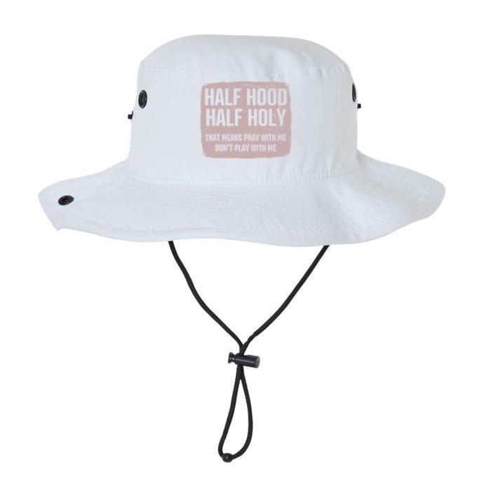 Distressed Half Hood Half Holy That Mean Pray With DonT Play With Me Bucket Hat